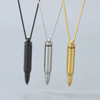 Steel Hollow Cylinder Pendant Necklace
