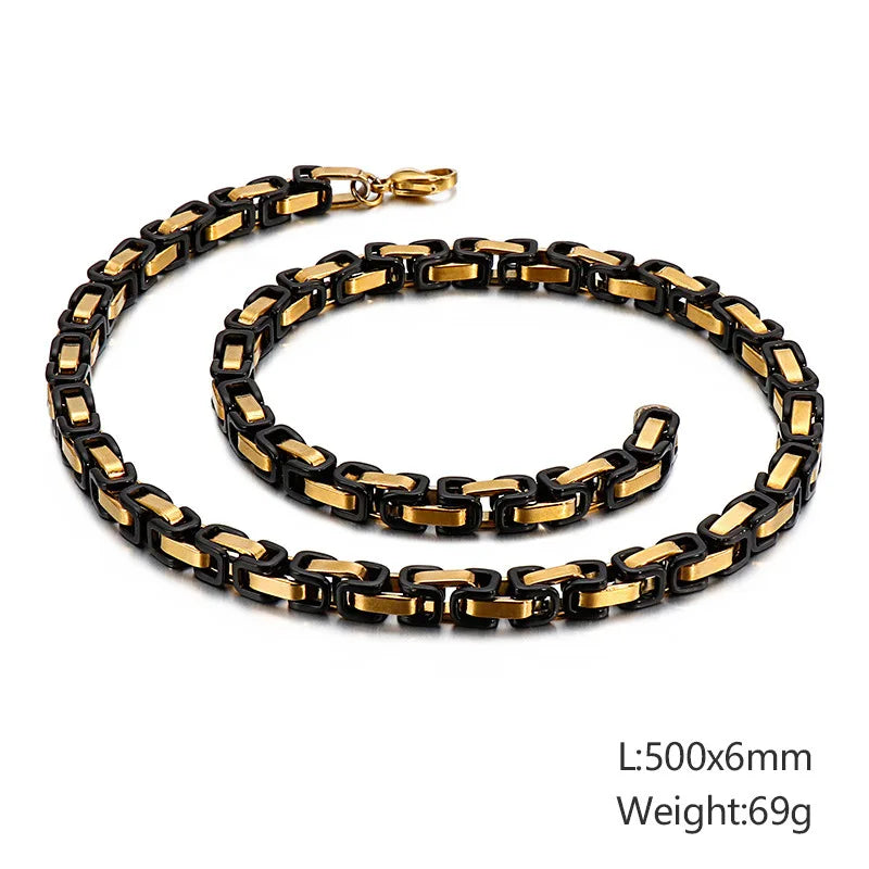 Steel Byzantine Chain Necklace in Multiple Widths