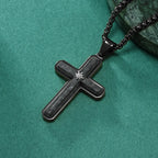 Carbon Fiber & Star Cross Pendant Necklace