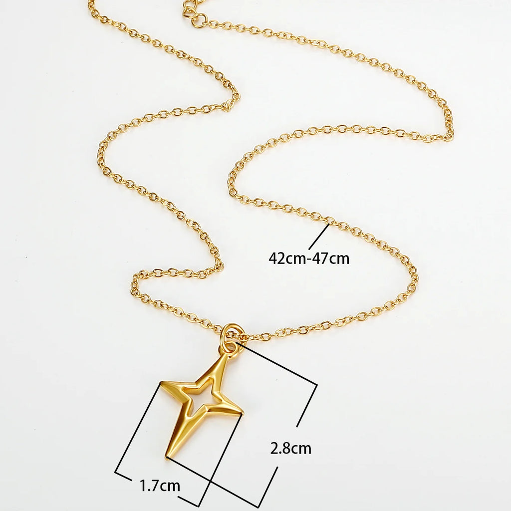 18K Gold Plated Hollow Star Pendant Necklace