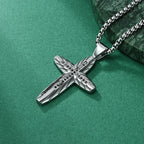 Engraved Arc Cross Zircon Pendant Necklace
