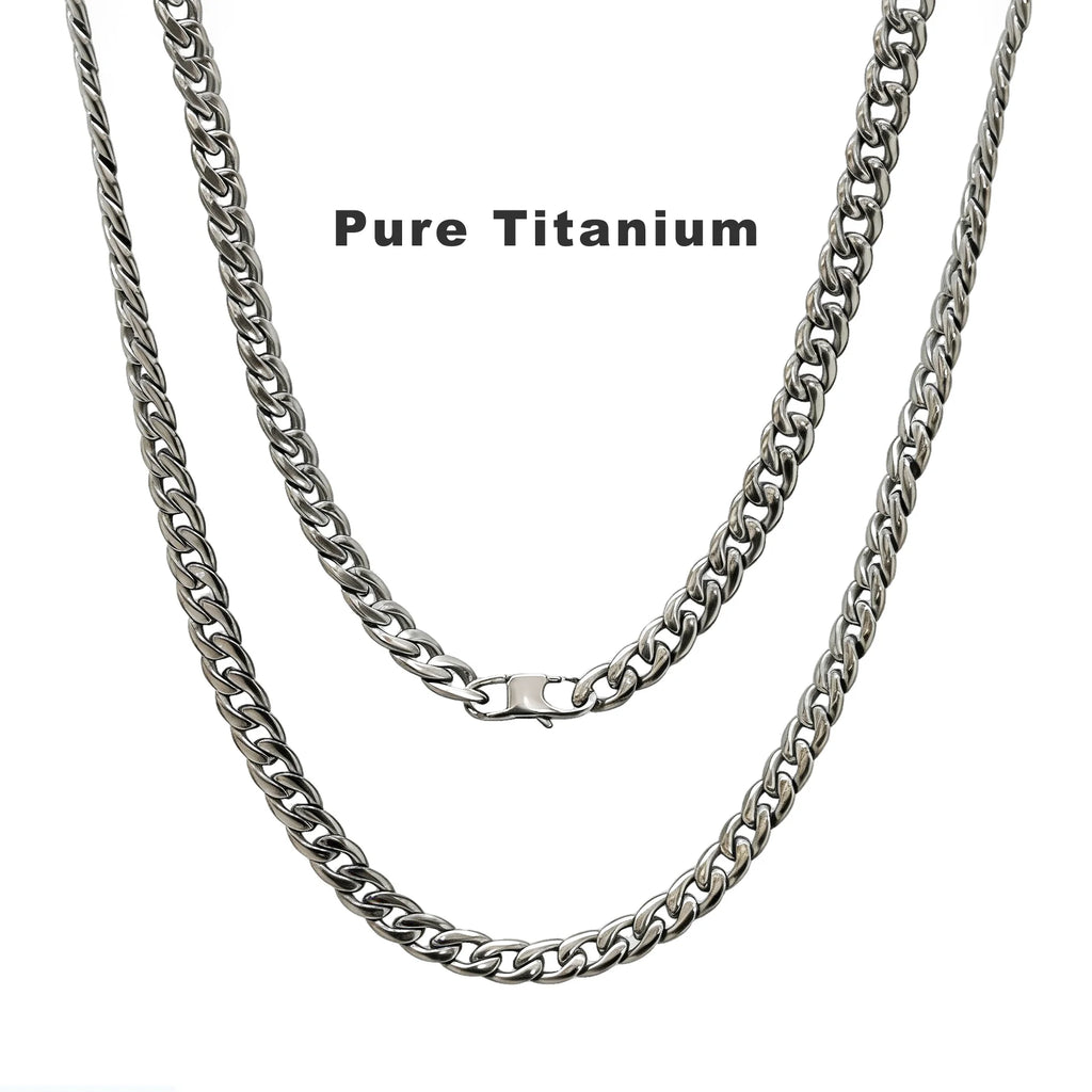 Pure Titanium Cuban Link Necklace 7.2mm