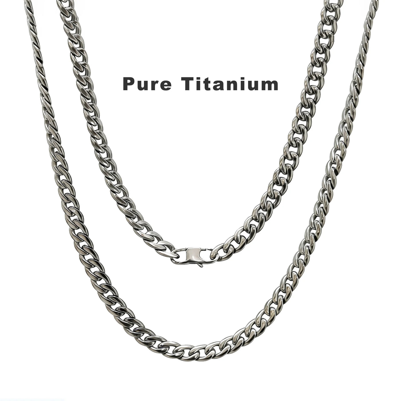 Pure Titanium Cuban Link Necklace 7.2mm