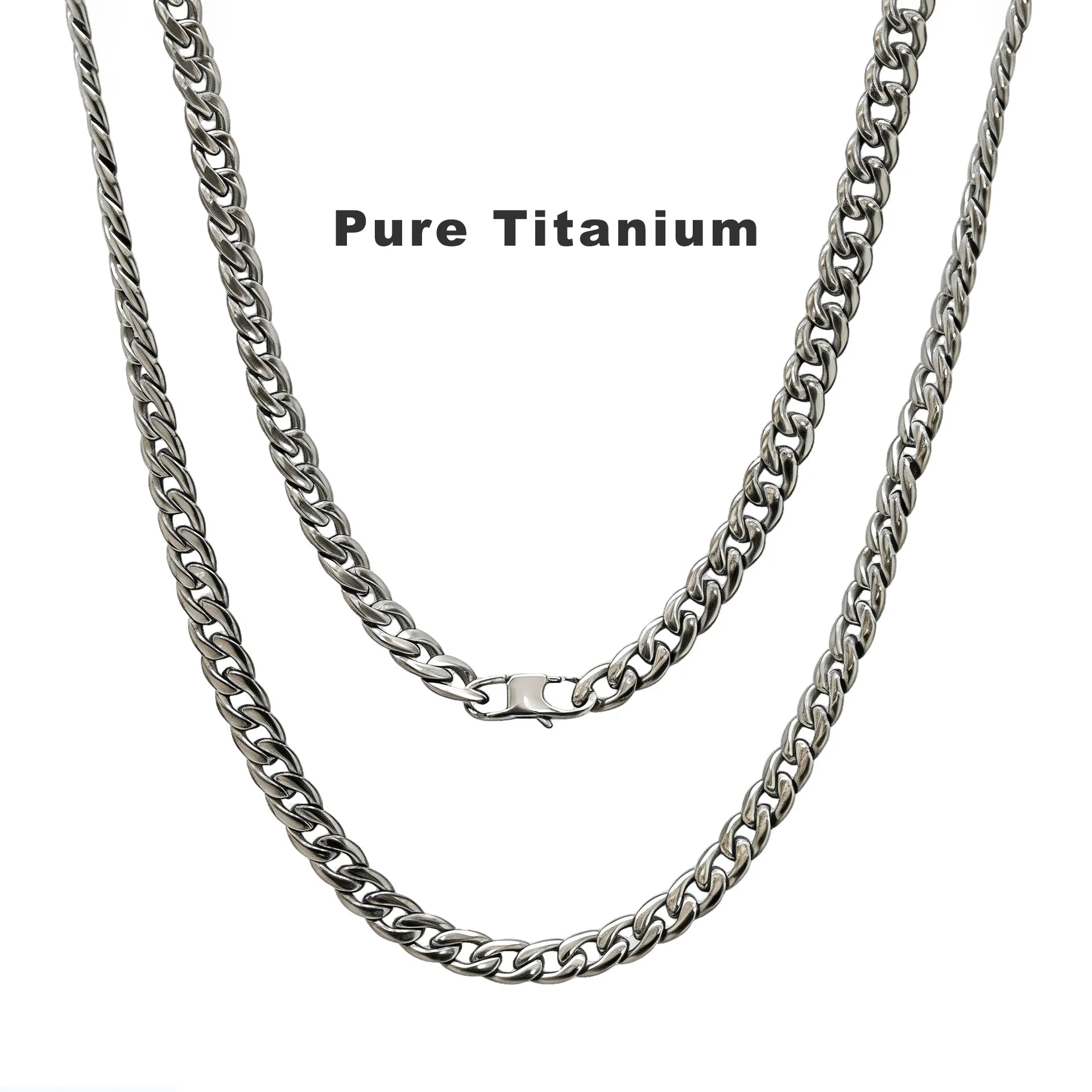 Pure Titanium Cuban Link Necklace 7.2mm