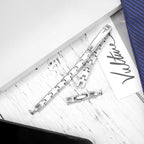Steel Link Bracelet with Black Zircon