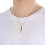 Steel Hollow Cylinder Pendant Necklace