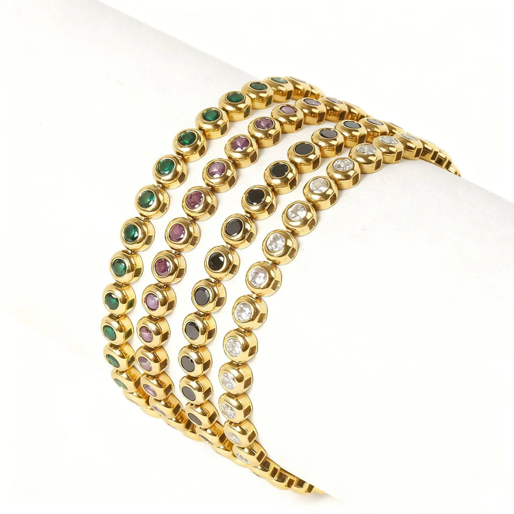 Gold Bezel Set Tennis Bracelet for Men