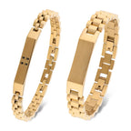 18K Gold Plated ID Bracelet with Watchband Links