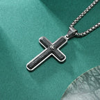 Carbon Fiber & Star Cross Pendant Necklace