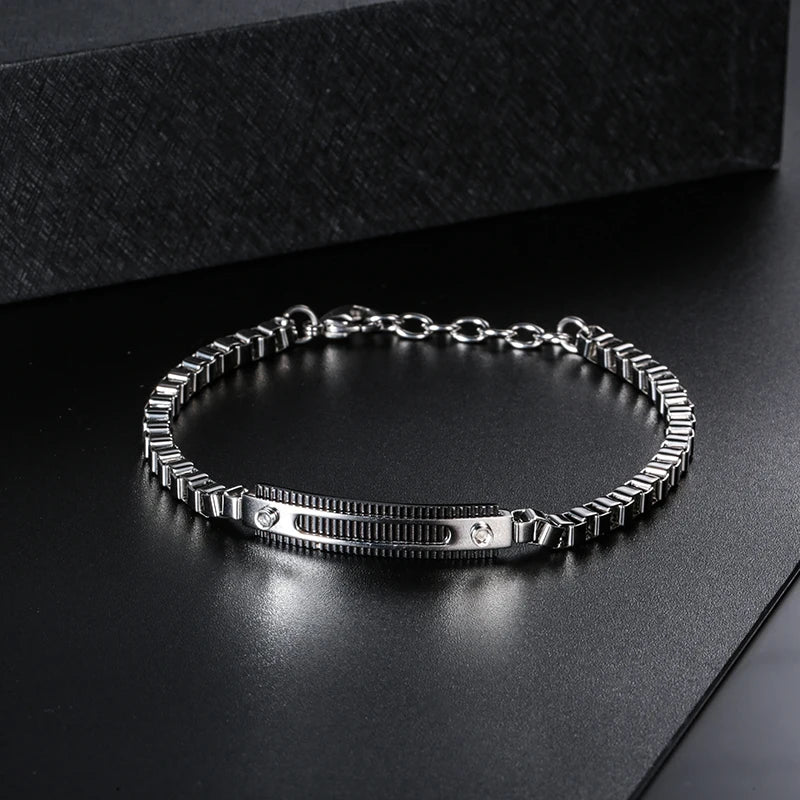 Stainless Steel Box Chain Bar Bracelet