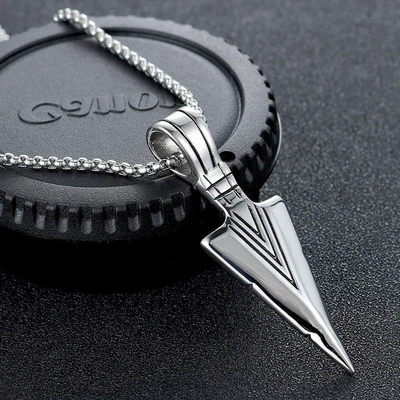 Steel Arrowhead Pendant Necklace