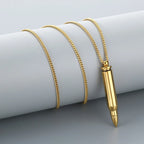 Steel Hollow Cylinder Pendant Necklace
