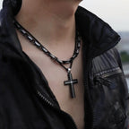 Two-Tone Cross Pendant Necklace with Zircon