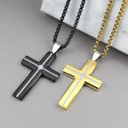 Two-Tone Cross Pendant Necklace with Zircon