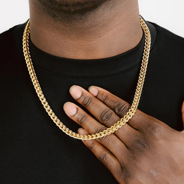 Polished Steel V-Link Franco Necklace