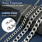 Pure Titanium Cuban Link Necklace 7.2mm