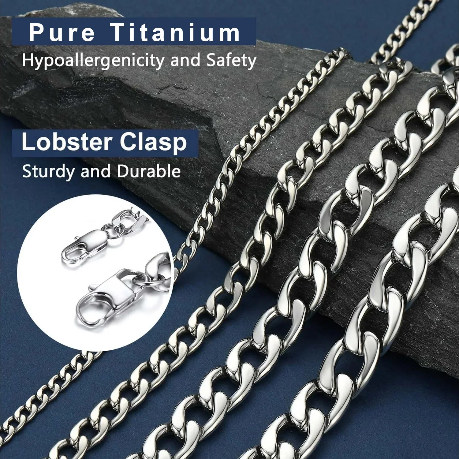 Pure Titanium Cuban Link Necklace 7.2mm