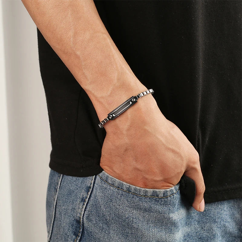 Stainless Steel Box Chain Bar Bracelet