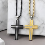 Two-Tone Cross Pendant Necklace with Zircon