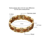 Wood and Steel Link Bracelet in Gold or Black