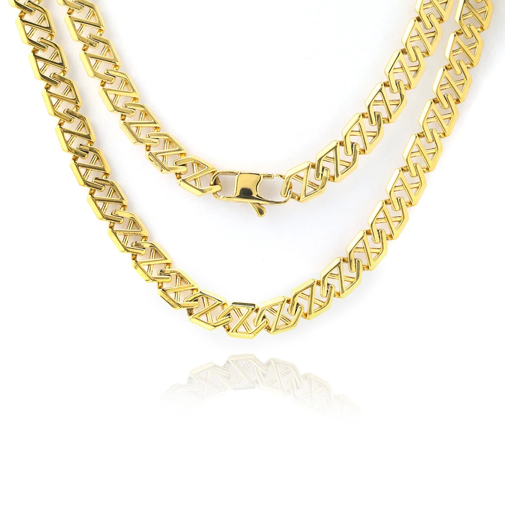 18K Gold Plated Geometric Cuban Necklace 10mm