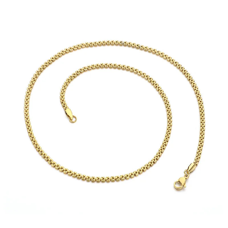 Steel Round Link Chain Necklace in Three Finishes