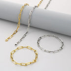 18K Gold Plated Titanium Paperclip Necklace and Bracelet Set