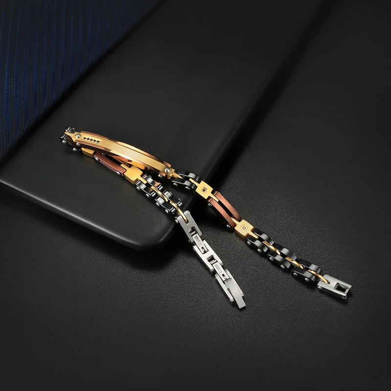 Steel and Ceramic Link Bracelet for Men