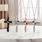 Steel Ringed Cross Pendant Necklace