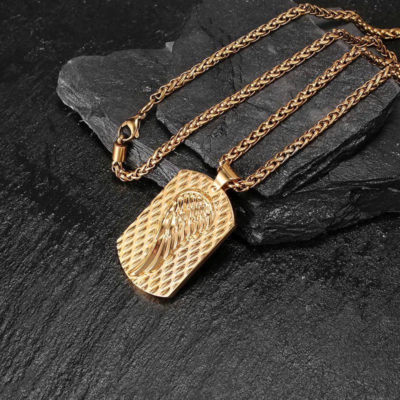 Gold Wing Pendant Necklace for Men