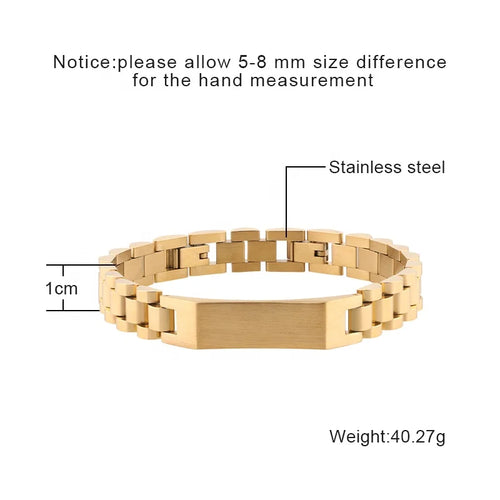 18K Gold Plated ID Bracelet with Watchband Links
