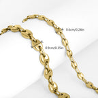 Gold Coffee Bean Chain Necklace in Tested Steel