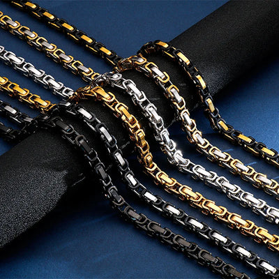Steel Byzantine Chain Necklace in Multiple Widths