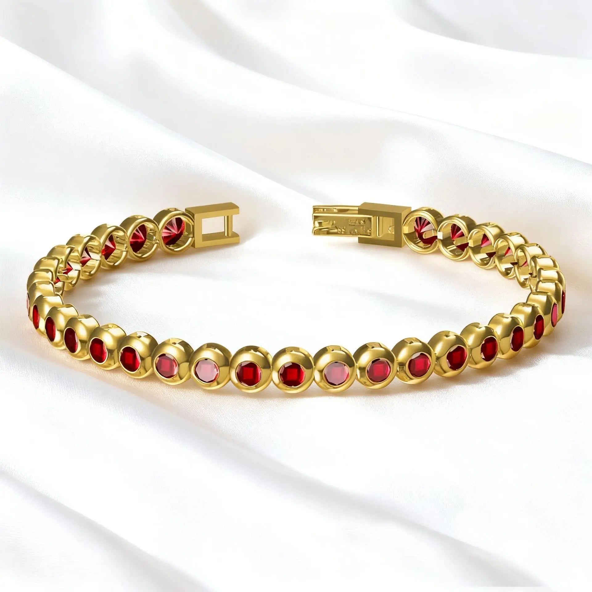 Gold with Red Zircon