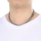 Gold Train Track Link Necklace in Steel