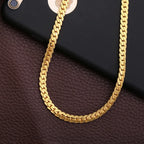 18K Gold Plated Herringbone Necklace with a Flat Profile