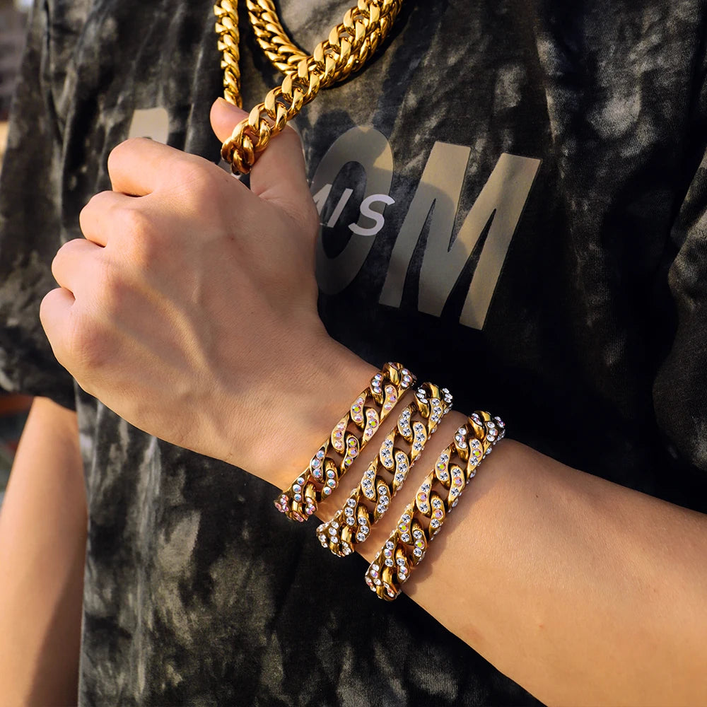 18K Gold Plated Pave Cuban Link Bracelet