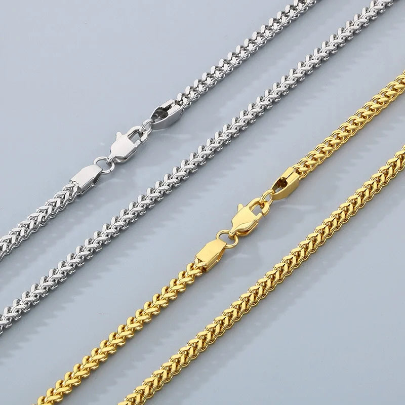 Polished Steel V-Link Franco Necklace