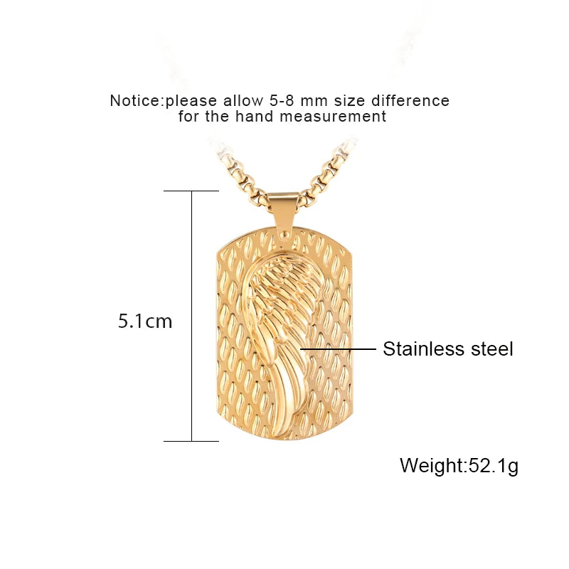 Gold Wing Pendant Necklace for Men