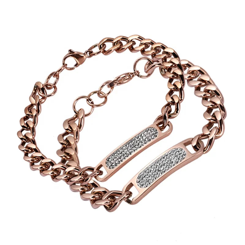 Steel ID Bracelet with Channel-Set Zircon