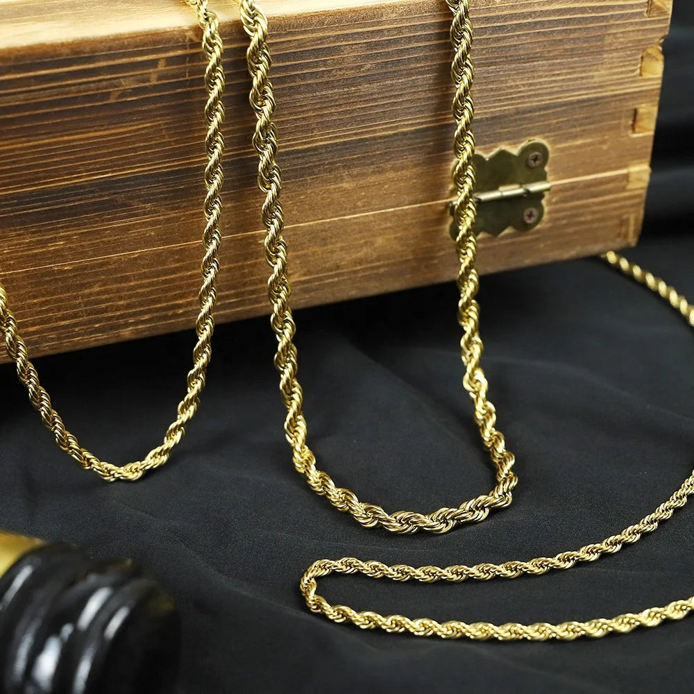 Steel Rope Chain Necklace in Four Widths