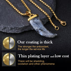 Labradorite Fang Pendant Necklace in Steel
