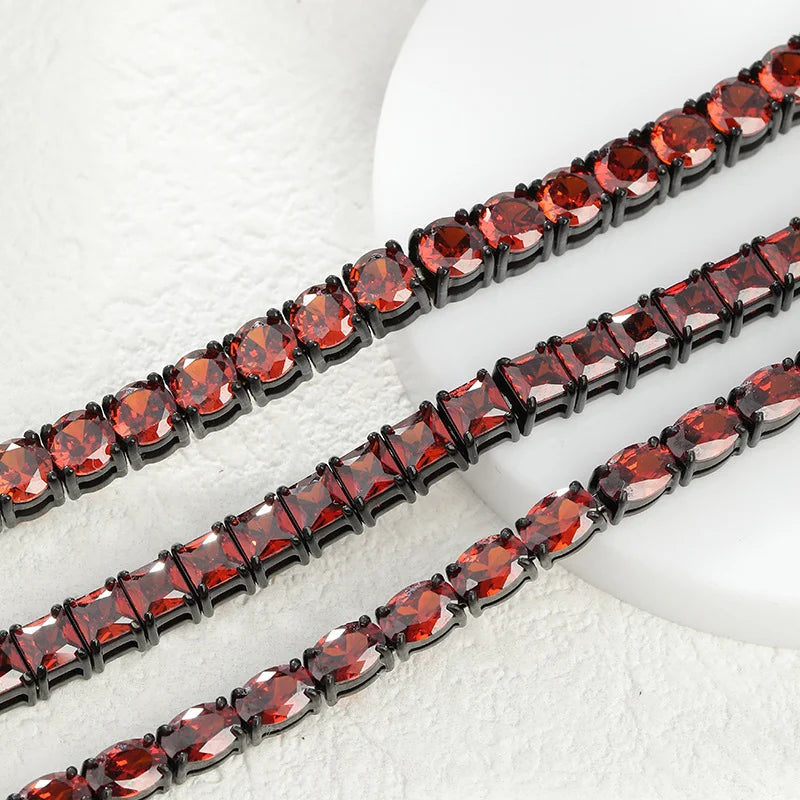 Black Steel and Red Zircon Tennis Bracelet