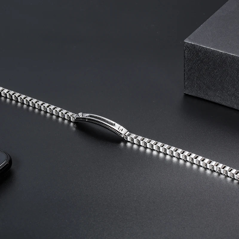 Stainless Steel Box Chain Bar Bracelet