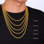 4.5mm 18K Gold Plated Rope Chain Necklace