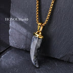 Labradorite Fang Pendant Necklace in Steel