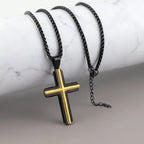 Black & Gold Two-Tone Cross Pendant Necklace