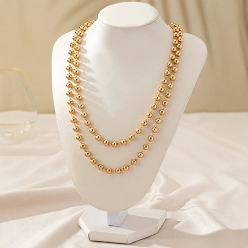 18K Gold Plated Polished Bead Chain Necklace
