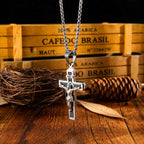 Two-Tone Crucifix Pendant Necklace in Steel