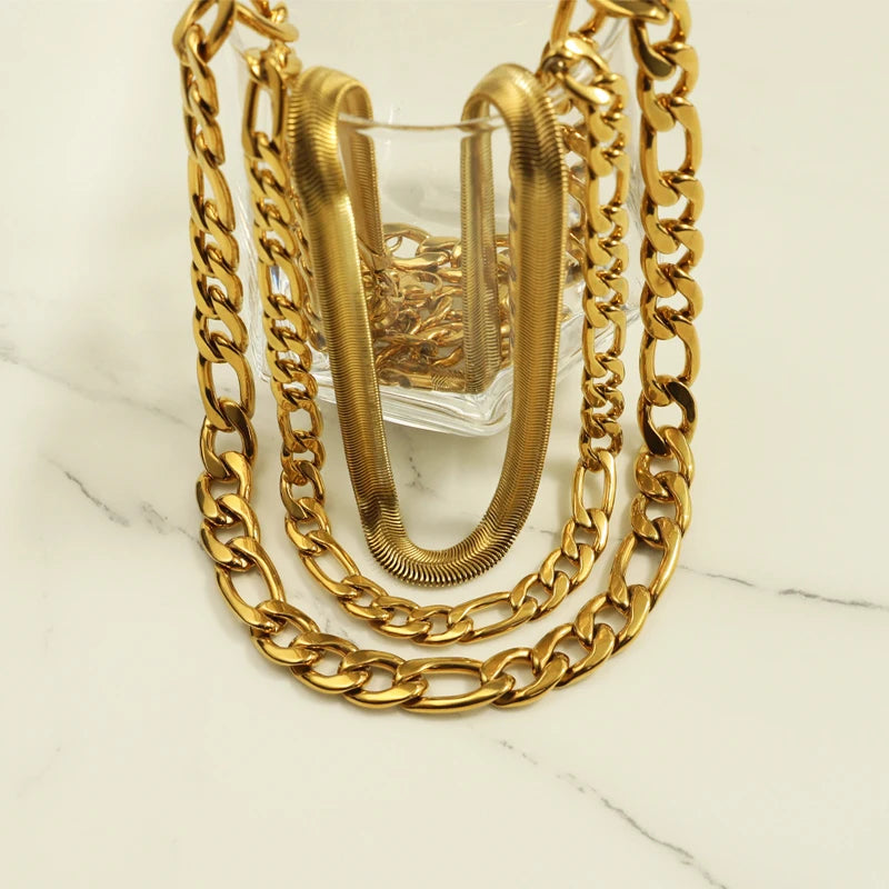 18K Gold Plated Figaro Chain Necklace